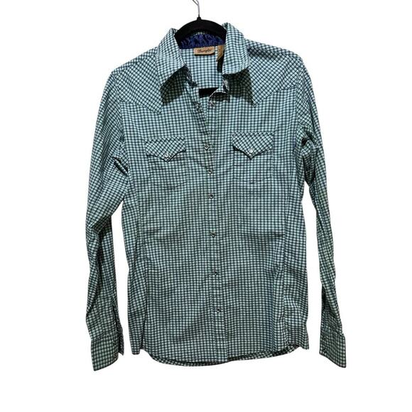 Wrangler Women's Multicolor Check Long Sleeve Snap Front Metallic Shirt Size S - Picture 1 of 8